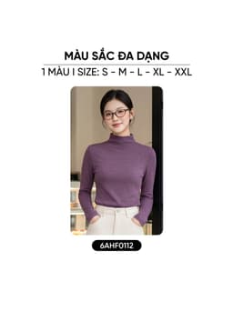 Áo thun nữ CARDINA chất liệu thun mềm co giãn dài tay cổ leo 6AHF01 4