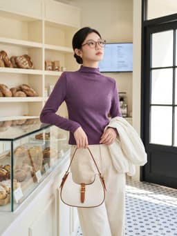 Áo thun nữ CARDINA chất liệu thun mềm co giãn dài tay cổ leo 6AHF01 7