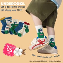 Set 5 Đôi Tất Trẻ Em - Bé Trai UNDERCOOL Cổ Lửng Cotton Họa Tiết Khủng Long Cho Bé Trai Gái 1-12 Tuổi TC111 7