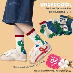 Set 5 Đôi Tất Trẻ Em - Bé Trai UNDERCOOL Cổ Lửng Cotton Họa Tiết Khủng Long Cho Bé Trai Gái 1-12 Tuổi TC111 8