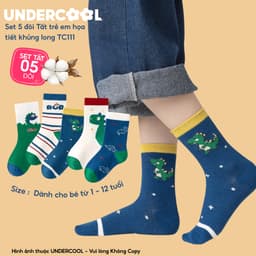 Set 5 Đôi Tất Trẻ Em - Bé Trai UNDERCOOL Cổ Lửng Cotton Họa Tiết Khủng Long Cho Bé Trai Gái 1-12 Tuổi TC111 9