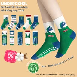 Set 5 Đôi Tất Trẻ Em - Bé Trai UNDERCOOL Cổ Lửng Cotton Họa Tiết Khủng Long Cho Bé Trai Gái 1-12 Tuổi TC111 1