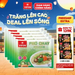 [VOUCHER HOT 10%] Set 5 Gói Phở Vị Bò/Gà/Chay Rau Nấm VIFON - Sợi Dai Mềm, Đậm Đà, 65g/Gói 3