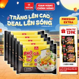 [VOUCHER HOT10%] Set 5 Gói Phở Thịt Thật Bò/Gà VIFON - Sợi Dai Ngon, Đầy Đủ Dinh Dưỡng, 90g/Gói 2