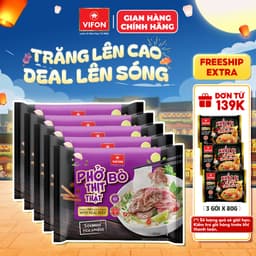 [VOUCHER HOT10%] Set 5 Gói Phở Thịt Thật Bò/Gà VIFON - Sợi Dai Ngon, Đầy Đủ Dinh Dưỡng, 90g/Gói 1
