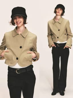 (Dmina) Áo Khoác Mangto Dáng Ngắn Phối Cúc Cài Lệch Phong Cách Cá Tinh Hàn Quốc - ảnh thật trải sàn 9