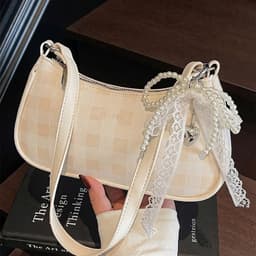 Túi xách nữ đeo chéo kẻ caro kèm charm nơ  tym ngọc dễ thương CUN201 2
