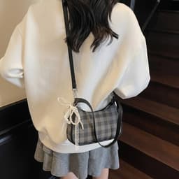 Túi xách nữ đeo chéo kẻ caro kèm charm nơ  tym ngọc dễ thương CUN201 5