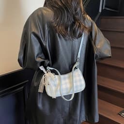 Túi xách nữ đeo chéo kẻ caro kèm charm nơ  tym ngọc dễ thương CUN201 9