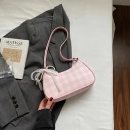Túi xách nữ đeo chéo kẻ caro kèm charm nơ  tym ngọc dễ thương CUN201 8