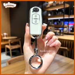 Ốp Bảo Vệ Chìa Khóa Xe Mazda 2 nút TM cho Mazda 2, Mazda 3, Mazda 6, CX-5, CX-8 TPU Mạ Crom Cao Cấp Smartkey 2 Nút Bấm 1