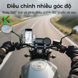Giá Đỡ Điện Thoại Gắn Tay Lái Xe Máy, Xe Đạp Xoay 360 - Chống sốc, Chắc Chắn - Tặng Kèm Dù Che 8