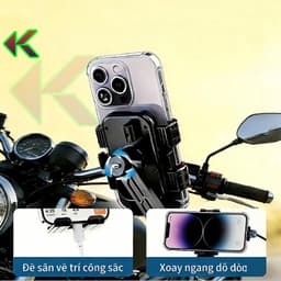 Giá Đỡ Điện Thoại Gắn Tay Lái Xe Máy, Xe Đạp Xoay 360 - Chống sốc, Chắc Chắn - Tặng Kèm Dù Che 5