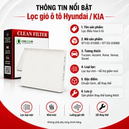 Lọc gió điều hòa Hyundai Tucson , Accent , Kona , Venue , Sonet Mã SP: 97133-D1000 / 97133-D3000 4