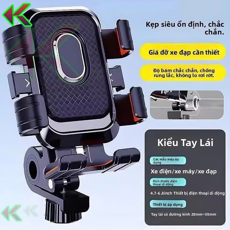Giá Đỡ Điện Thoại Gắn Tay Lái Xe Máy, Xe Đạp Xoay 360 độ - Chắc Chắn, Chống sốc - Tặng Kèm Dù Che