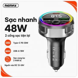Cốc/ Củ sạc xe ô tô Bluetooth 48W Remax CC02 và 30W Xe Ô TÔ Remax RCC359 Có Quai Xách 3