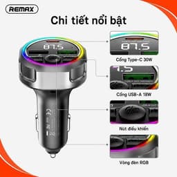 Cốc/ Củ sạc xe ô tô Bluetooth 48W Remax CC02 và 30W Xe Ô TÔ Remax RCC359 Có Quai Xách 5