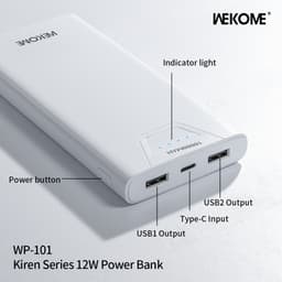 Pin dự phòng sạc nhanh 2.4A HBT-010 10.000mah và Wekome WP-101 10.000mAh 8