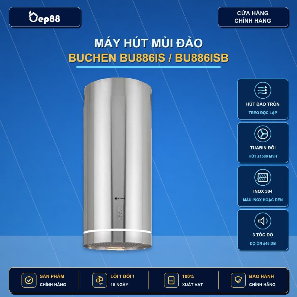 Máy hút mùi đảo bàn Buchen BU885ISB/IS