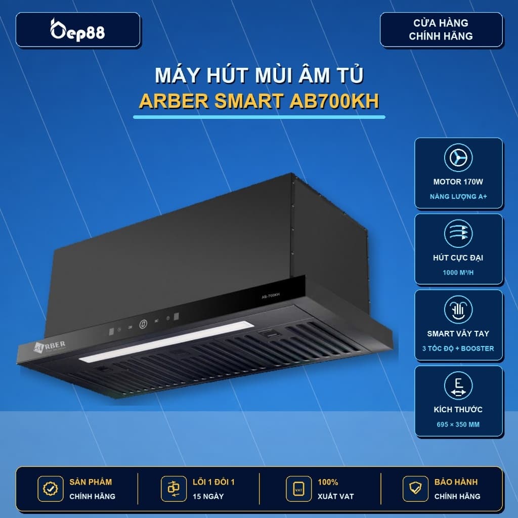 Máy Hút Mùi Nhà Bếp Arber 700KH | Thiết Kế Hiện Đại, Khử Mùi Hiệu Quả | Công suất 1400m3/h