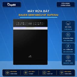 Máy rửa bát thông minh 15 bộ kính đen Bauer SBW16BEU15F SuperAI|16 chương trình rửa 1