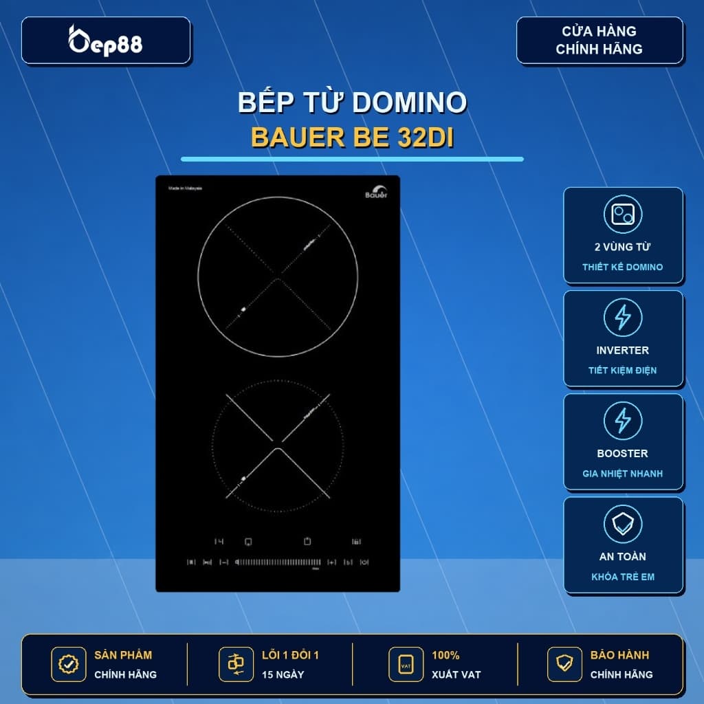 Bếp từ dọc BAUER 32DI | Canzy | Bếp từ domino | Nhập khẩu Malaysia