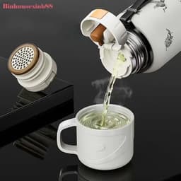 Bình giữ nhiệt inox 316 hoạ tiết hoa trà 800ml/ 600ml và Set Bình Giữ Nhiệt + 2 Ly Cách Nhiệt Vacuum Flask 500ml 5
