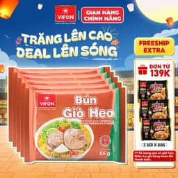 [VOUCHER HOT 10%] Set 5 Gói Bún Bò Huế/Bún Giò Heo/Bún Tôm VIFON - Thơm Ngon Truyền Thống, 65g/Gói 2