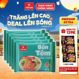[VOUCHER HOT 10%] Set 5 Gói Bún Bò Huế/Bún Giò Heo/Bún Tôm VIFON - Thơm Ngon Truyền Thống, 65g/Gói 3