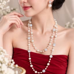 Dây Chuyền Ngọc 2 Tầng Phong Cách Sang Trọng, Thanh Lịch – Phụ Kiện Phối Áo Dài, Váy Đầm, Đi Tiệc 2