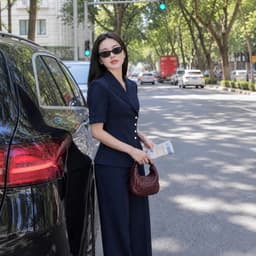 [260712] Set Vest Nữ Công Sở Cao Cấp Áo Vest Tay Ngắn Quần Ống Suông Thanh Lịch Sang Trọng 4