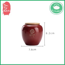 Hũ sứ đựng trà Cảnh Đức men đỏ họa tiết cát tường 6