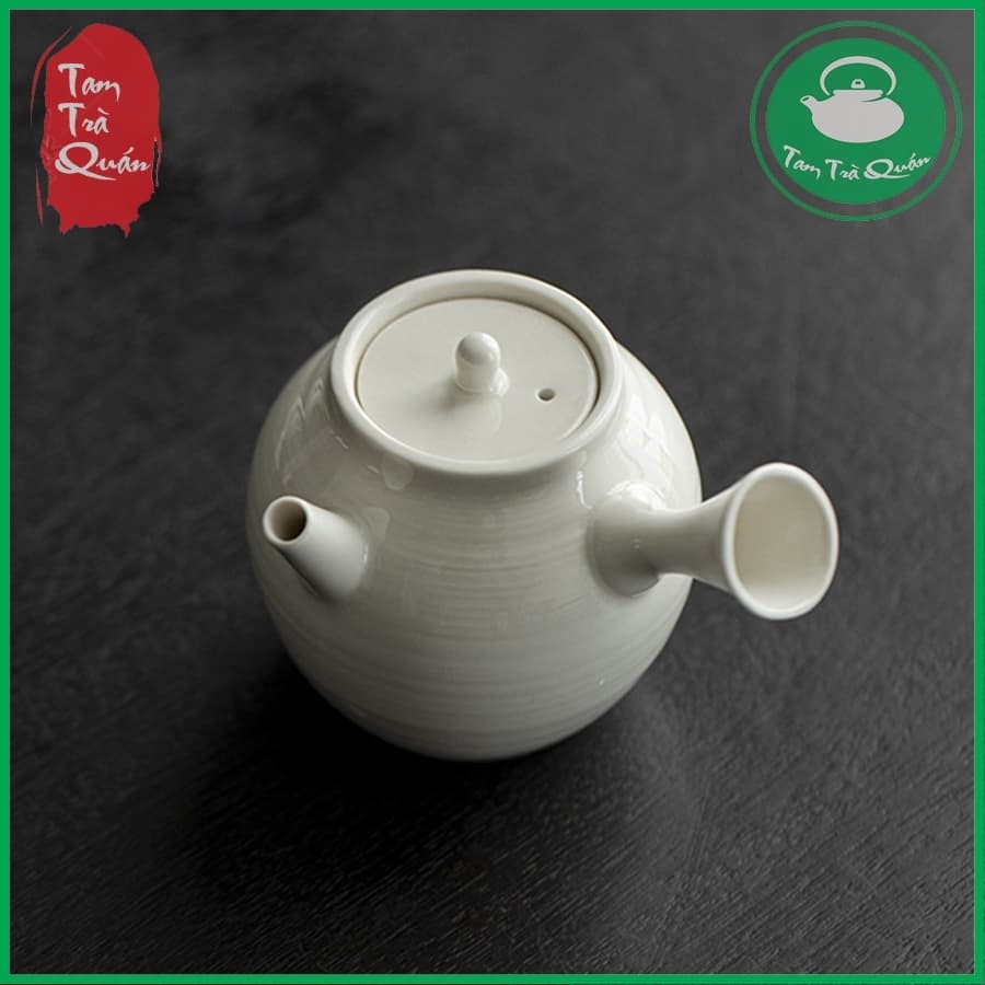 Ấm trà sứ Bạch ngọc cán cầm 1500ml