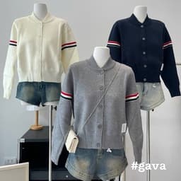 Áo cardigan nữ thời trang, Áo len & Cardigan Cổ Tròn Tay Kẻ Dễ Thương Phong Cách  Hàn Quốc Nhẹ Nhàng Chất vải nỉ hai da 8