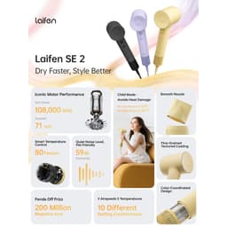 [Livestream] Máy Sấy Tóc Ion Âm Laifen SE 2 Chính Hãng, Sấy Nhanh, Giảm Tóc Xù Rối, Kiểm Soát Nhiệt 2