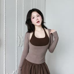 Áo Thun Nữ Dài Tay Phối Yếm Ôm Body JUSTDUN T2A - Cổ Yếm Siêu Nhẹ, Co Giãn Tốt, Thoáng Mát 6