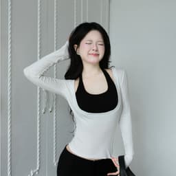 Áo Thun Nữ Dài Tay Phối Yếm Ôm Body JUSTDUN T2A - Cổ Yếm Siêu Nhẹ, Co Giãn Tốt, Thoáng Mát 4