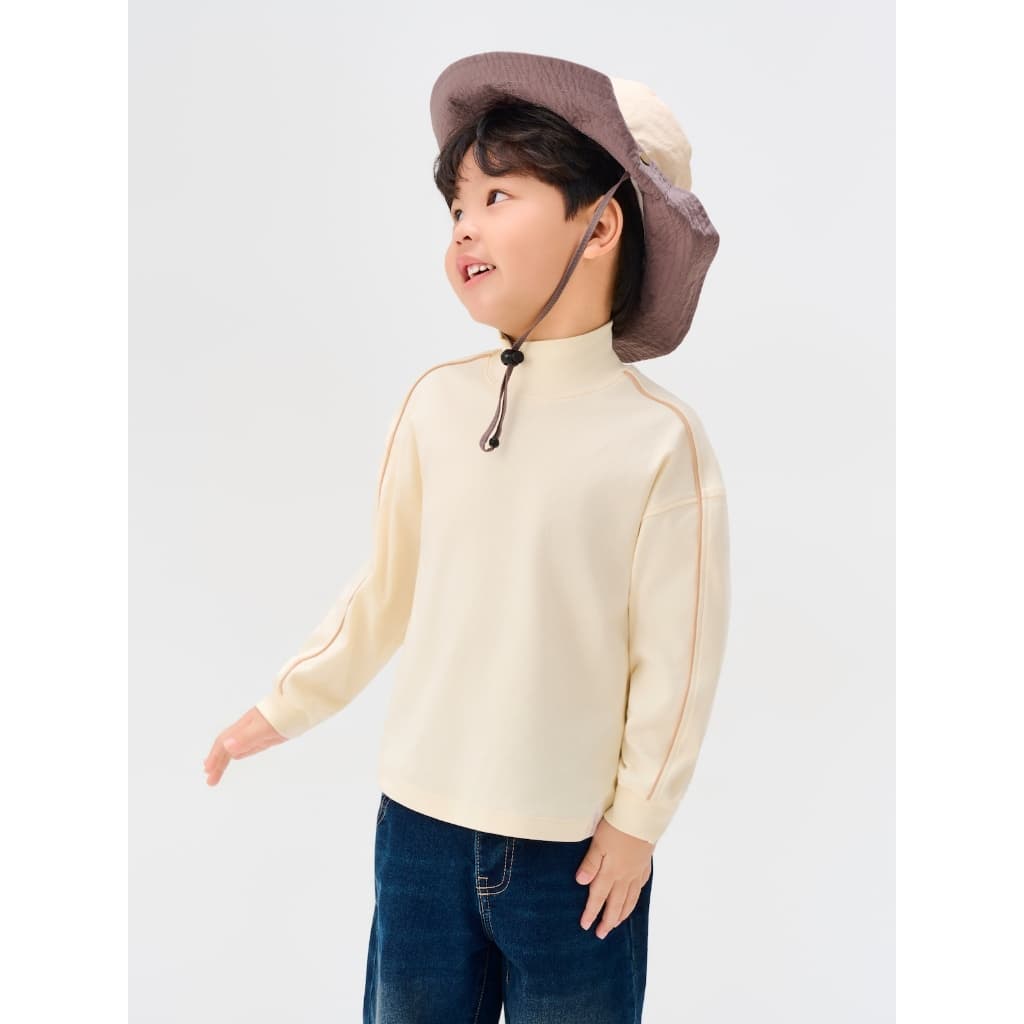 Áo Phông Giữ Nhiệt Kid Yody Form Relax Cổ Cao Giữ Ấm Co Giãn KCLT26F003
