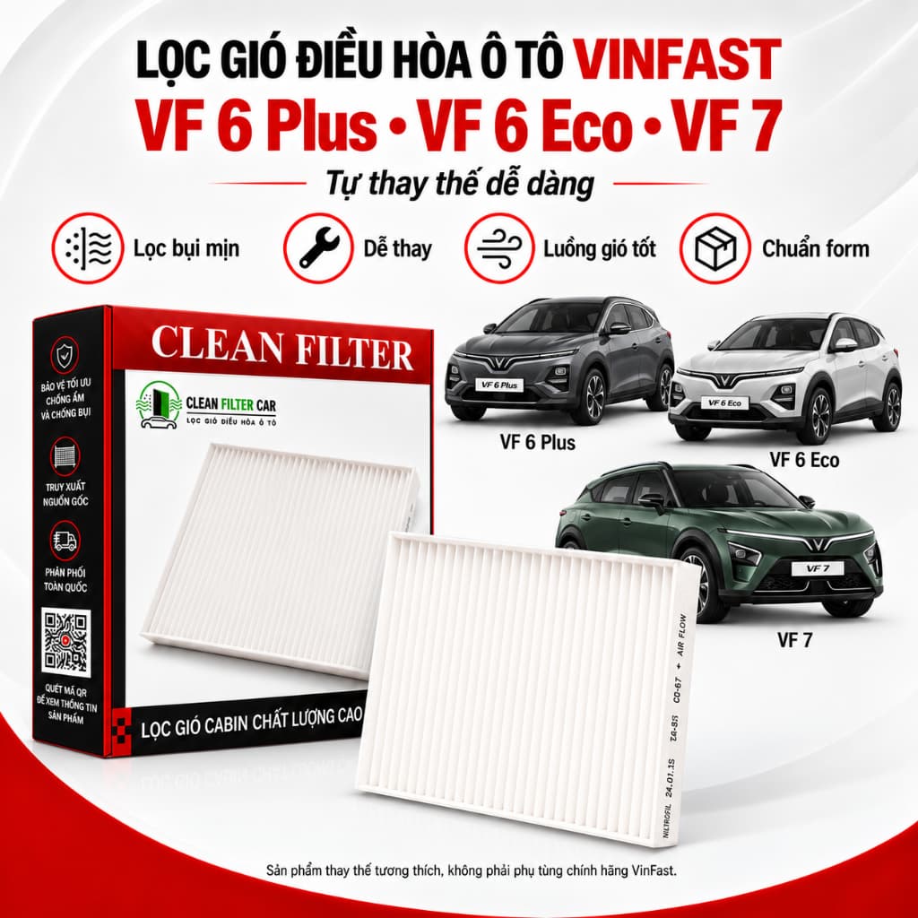 Lọc Gió Điều Hòa VinFast VF6 Eco VF6 Plus VF7 Mã BIN70036018 – Màng Lọc Cabin Vinfast VF7 Thay Thế