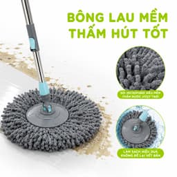 Bộ Chổi Lau Nhà Xoay 360 Độ 9559 Việt Nhật Kèm Thùng Giặt Inox Cán Inox Điều Chỉnh Chiều Dài GD323 4