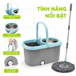 Bộ Chổi Lau Nhà Xoay 360 Độ 9559 Việt Nhật Kèm Thùng Giặt Inox Cán Inox Điều Chỉnh Chiều Dài GD323 8