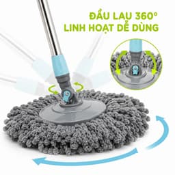 Bộ Chổi Lau Nhà Xoay 360 Độ 9559 Việt Nhật Kèm Thùng Giặt Inox Cán Inox Điều Chỉnh Chiều Dài GD323 3