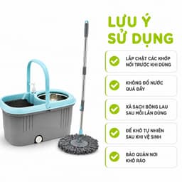 Bộ Chổi Lau Nhà Xoay 360 Độ 9559 Việt Nhật Kèm Thùng Giặt Inox Cán Inox Điều Chỉnh Chiều Dài GD323 9