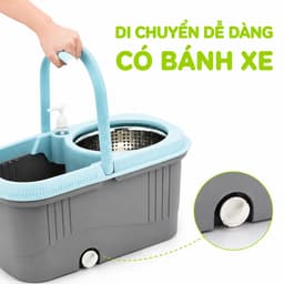 Bộ Chổi Lau Nhà Xoay 360 Độ 9559 Việt Nhật Kèm Thùng Giặt Inox Cán Inox Điều Chỉnh Chiều Dài GD323 5