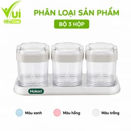 Bộ 4 Hũ Đựng Gia Vị Kèm Thìa Có Nắp Đạy 2937 Hokori GD315 - Hộp Đựng Gia Vị Nhựa Trong Suốt Hokori 8