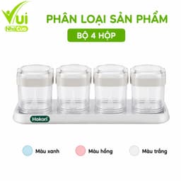 Bộ 4 Hũ Đựng Gia Vị Kèm Thìa Có Nắp Đạy 2937 Hokori GD315 - Hộp Đựng Gia Vị Nhựa Trong Suốt Hokori 9