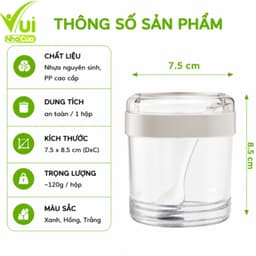 Bộ 4 Hũ Đựng Gia Vị Kèm Thìa Có Nắp Đạy 2937 Hokori GD315 - Hộp Đựng Gia Vị Nhựa Trong Suốt Hokori 6
