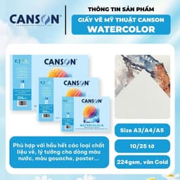 GIẤY CANSON VÂN MỊN 160GSM / 224GSM TẬP 10 TỜ| GIẤY VẼ MỸ THUẬT LUYỆN CHÌ, MÀU NƯỚC 2