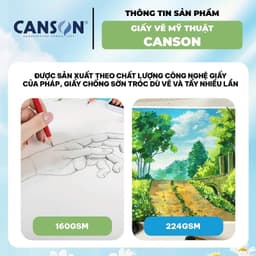 GIẤY CANSON VÂN MỊN 160GSM / 224GSM TẬP 10 TỜ| GIẤY VẼ MỸ THUẬT LUYỆN CHÌ, MÀU NƯỚC 4