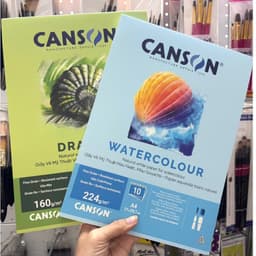 GIẤY CANSON VÂN MỊN 160GSM / 224GSM TẬP 10 TỜ| GIẤY VẼ MỸ THUẬT LUYỆN CHÌ, MÀU NƯỚC 6